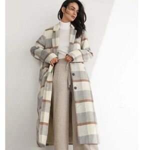 ☃️ EUC J.ING Alaine Subdued Plaid Oversized Trench Coat, Multicolor Print, XS